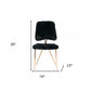 Set of Two Black and Gold Upholstered Fabric Dining Side Chairs