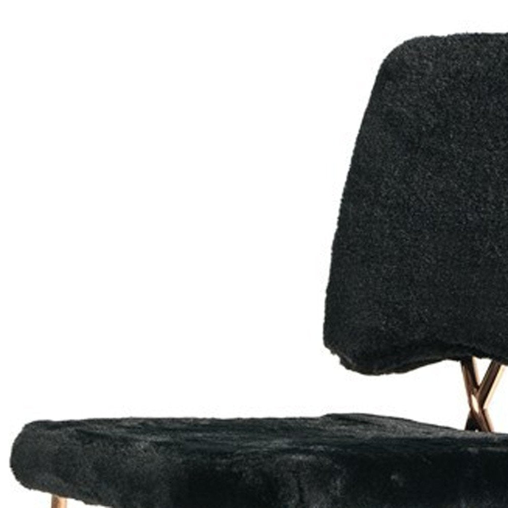 Set of Two Black and Gold Upholstered Fabric Dining Side Chairs