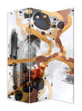 72" Black And White Canvas Folding Three Panel Screen Room Divider
