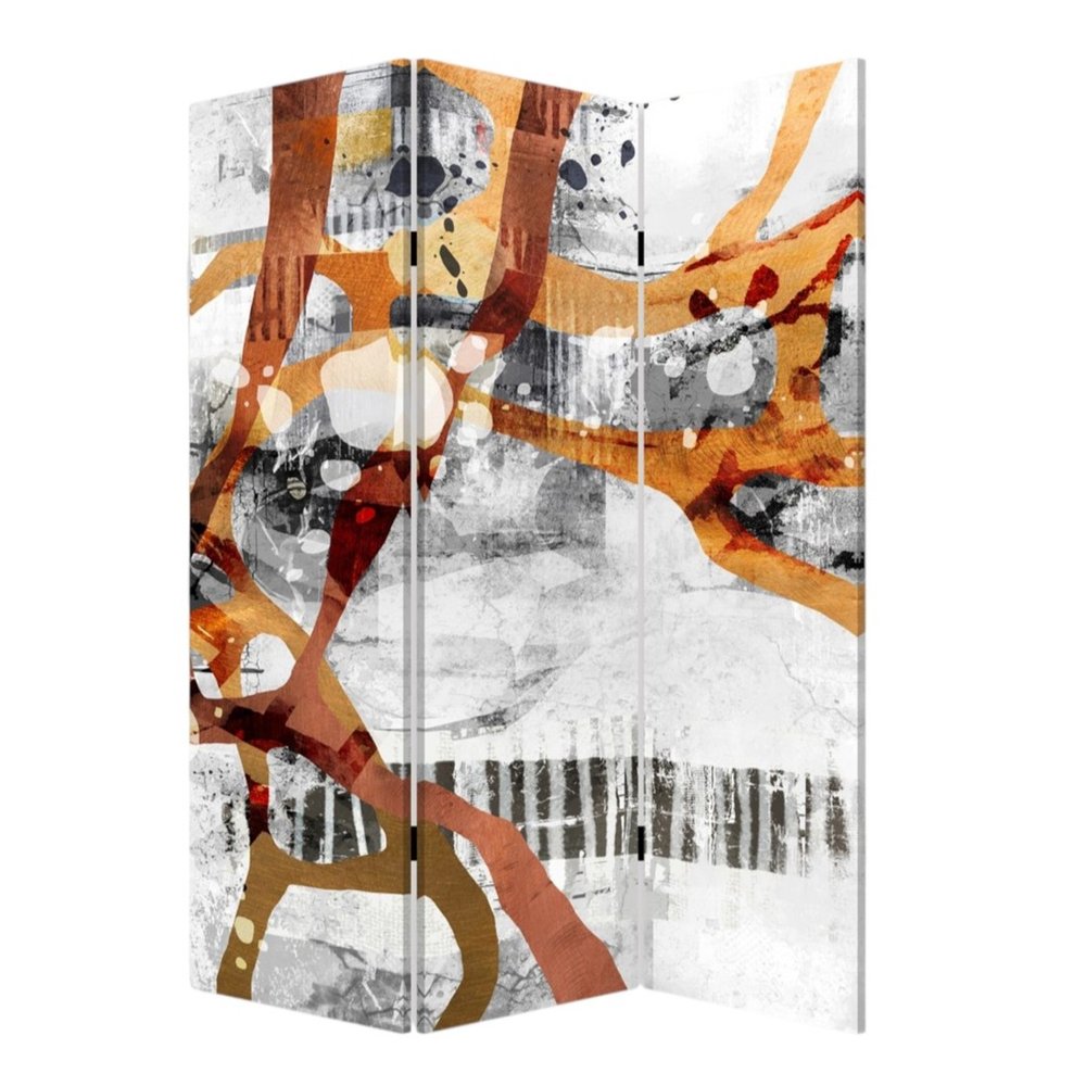 Contemporary Abstract Art  Three Panel Room Divider Screen