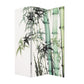 72" Green And White Canvas Folding Three Panel Screen Room Divider