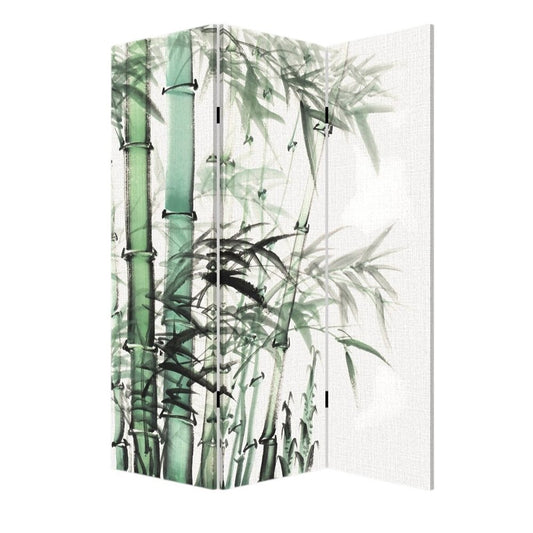 Three Panel Reversible Bamboo Art Room Divider Screen