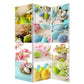 72" Yellow and White Canvas Folding Three Panel Screen Room Divider
