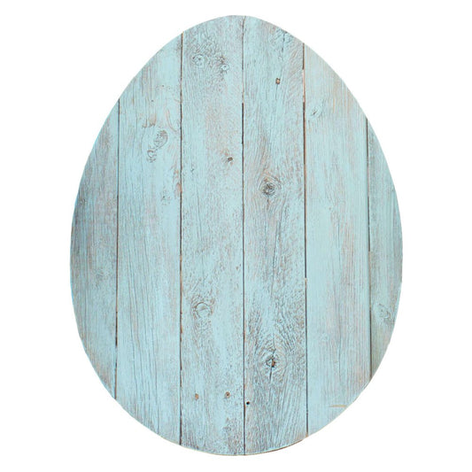24" X 18" Turquoise Reclaimed Wood Egg Shaped Wall Decor