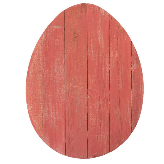 24" X 18" Red Reclaimed Wood Egg Shaped Wall Decor