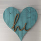 12" Turquoise Reclaimed Wood Heart Wall Decor