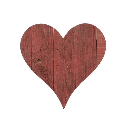 12" X 12" Red Wood Heart Hanging Dimensional Sculpture
