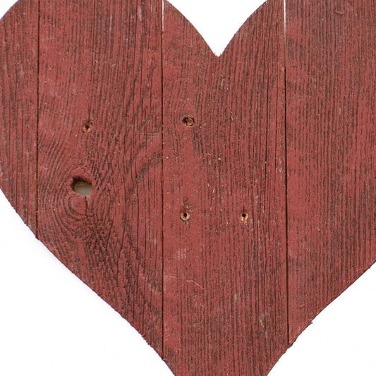 24" X 24" Red Wood Heart Hanging Dimensional Sculpture