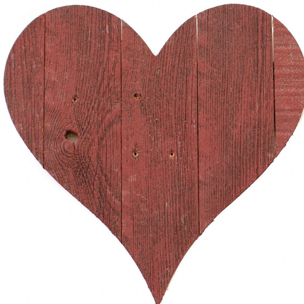 24" X 24" Red Wood Heart Hanging Dimensional Sculpture