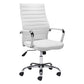 White and Silver Adjustable Swivel Faux Leather Rolling Conference Office Chair