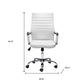 White and Silver Adjustable Swivel Faux Leather Rolling Conference Office Chair