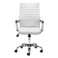 White and Silver Adjustable Swivel Faux Leather Rolling Conference Office Chair