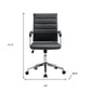 Silver and Black Adjustable Swivel Faux Leather Rolling Conference Office Chair