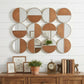 36" Gold And Walnut Steel Round Framed Accent Mirror