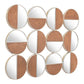 36" Gold And Walnut Steel Round Framed Accent Mirror