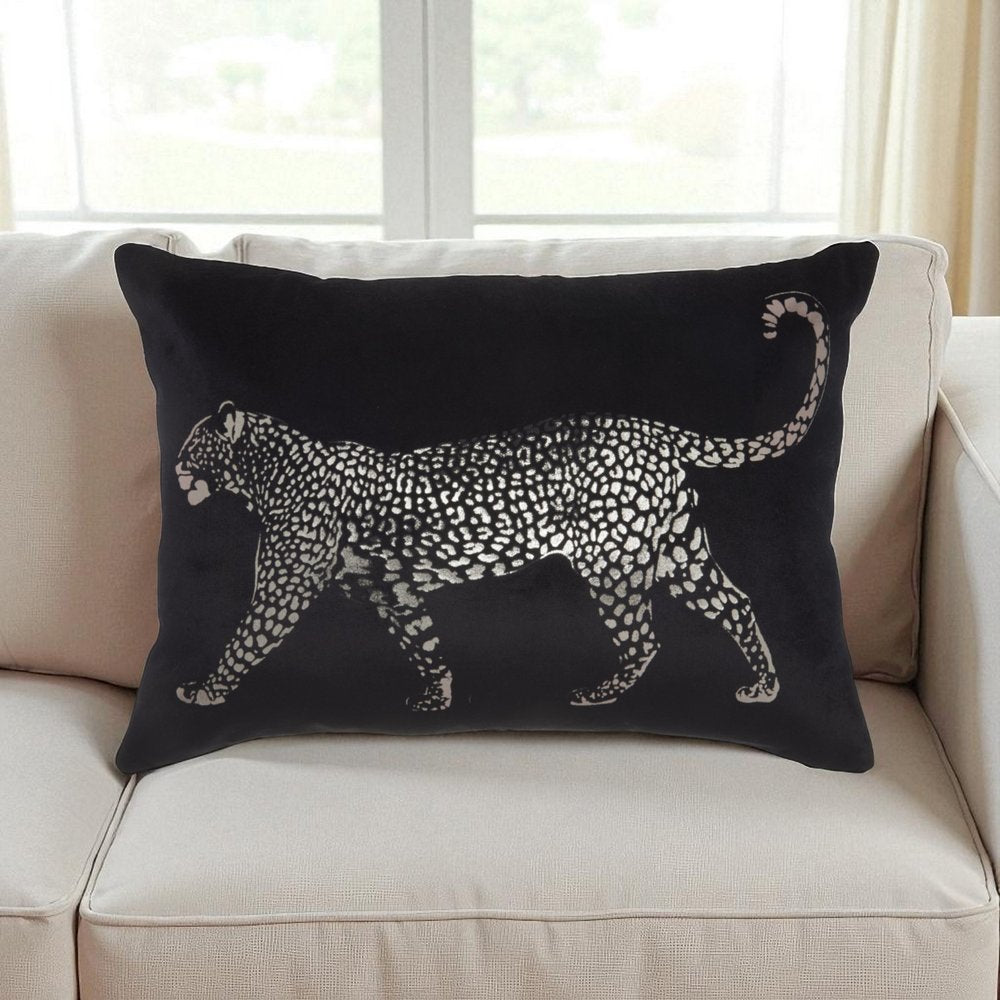 Black Leopard Lumbar Pillow