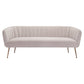 70" Beige Velvet Sofa With Gold Legs