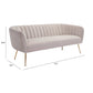 70" Beige Velvet Sofa With Gold Legs