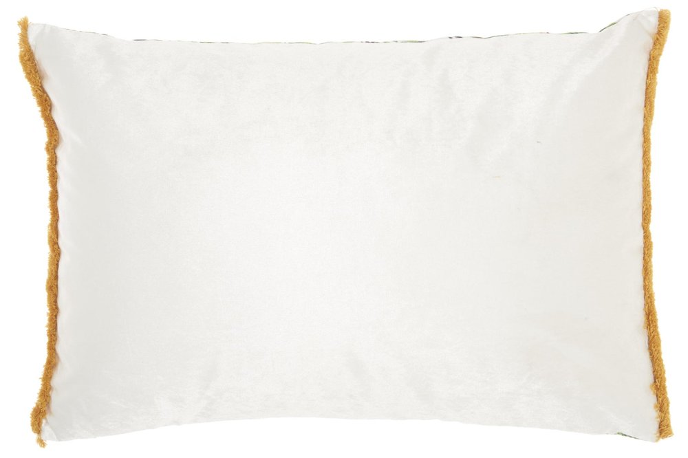 14" X 20" Green And White Cotton Throw Pillow