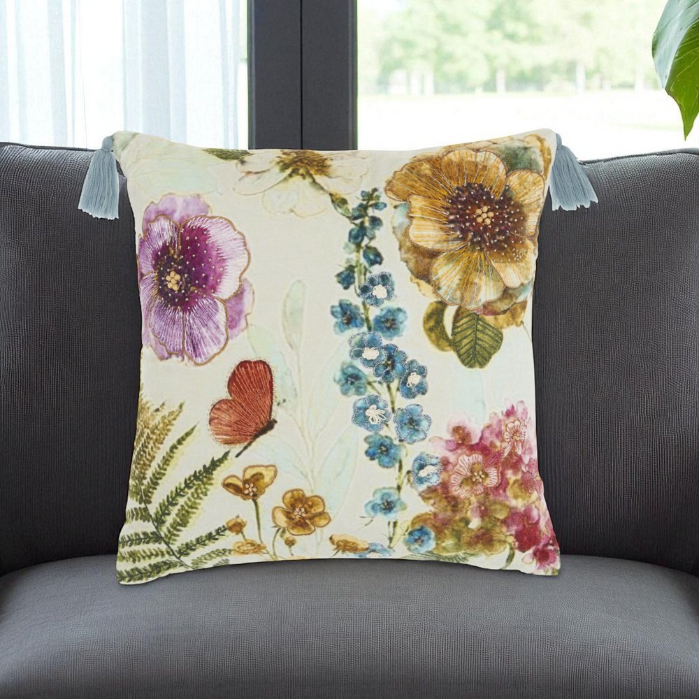 18" Orange White and Green Cotton