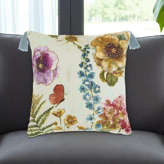 18" Orange White and Green Cotton