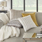 Glam Ivory And Gold Accent Throw Pillow With Beaded Details
