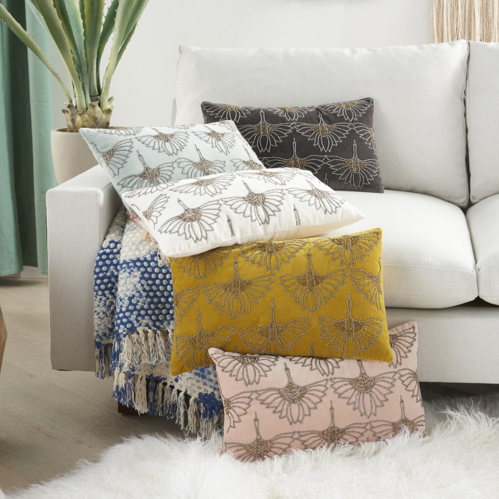 12" X 20" Ivory Cotton Throw Pillow