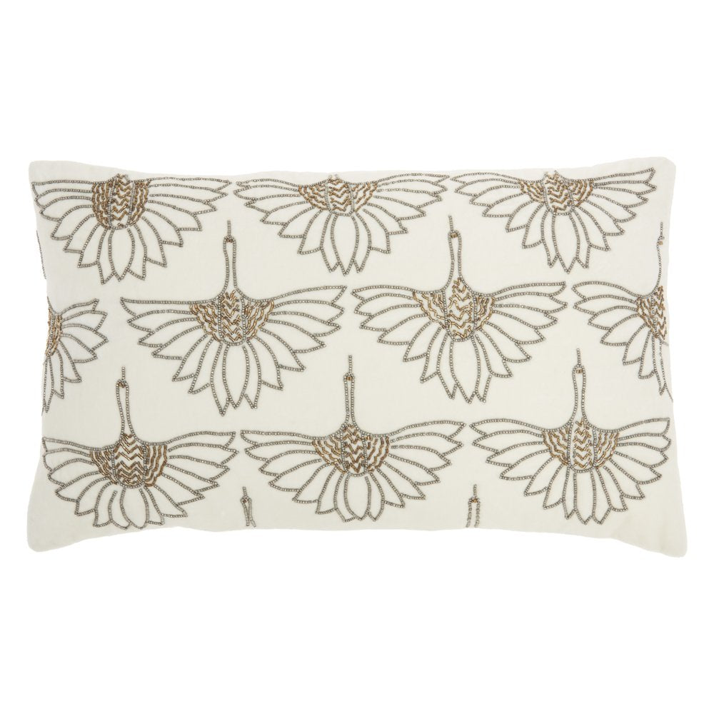 12" X 20" Ivory Cotton Throw Pillow