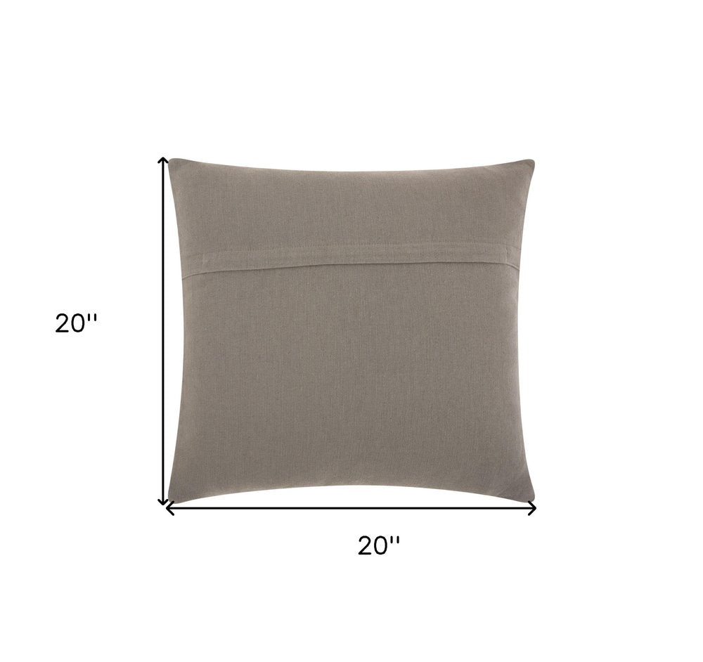 20" Light Gray Cotton Blend Curly Loops Throw Pillow