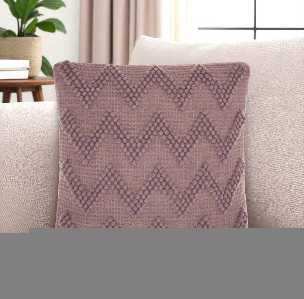 Boho Pale Purple Textural Chevron Throw Pillow