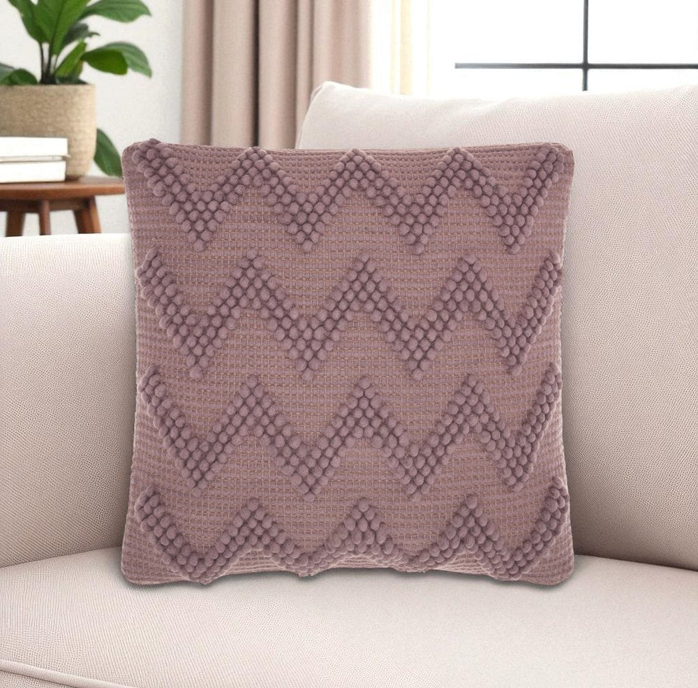 Boho Pale Purple Textural Chevron Throw Pillow