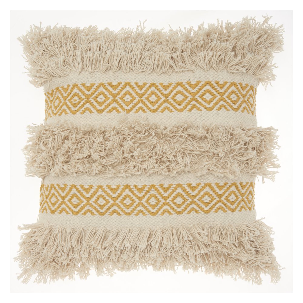 Mustard Diamond Patterned Throw Pillow