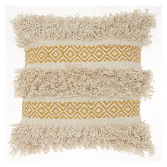 Mustard Diamond Patterned Throw Pillow