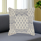 Indigo And Ivory Floral Waves Throw Pillow