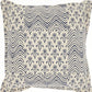 20" Indigo And Ivory Geometric Cotton Throw Pillow
