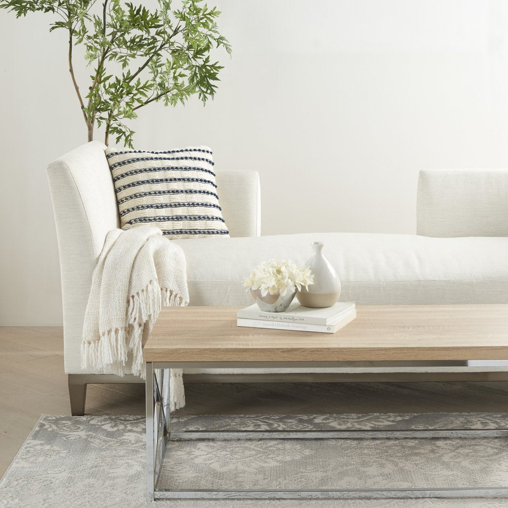 18" Navy Cotton Blend Throw Pillow