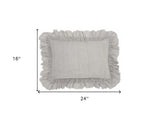 16" X 24" Gray Pillow With Ruffled Edges