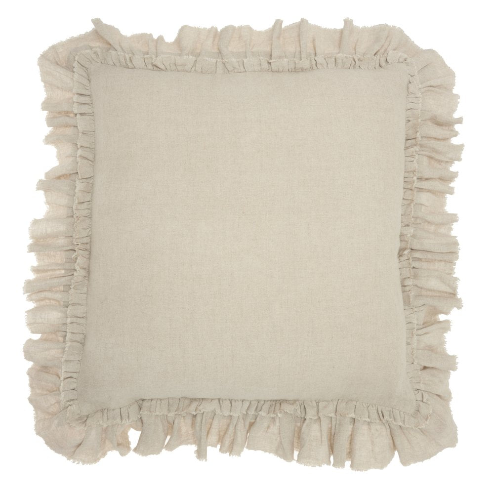 24" Beige Pillow With Ruffled Edges