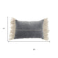 14" X 22" Steel Blue Pillow With Tassels Edges
