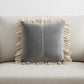 Wide Tasseled Marble Steel Blue Throw Pillow