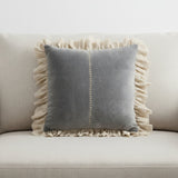 Wide Tasseled Marble Steel Blue Throw Pillow