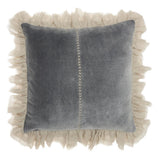 Wide Tasseled Marble Steel Blue Throw Pillow
