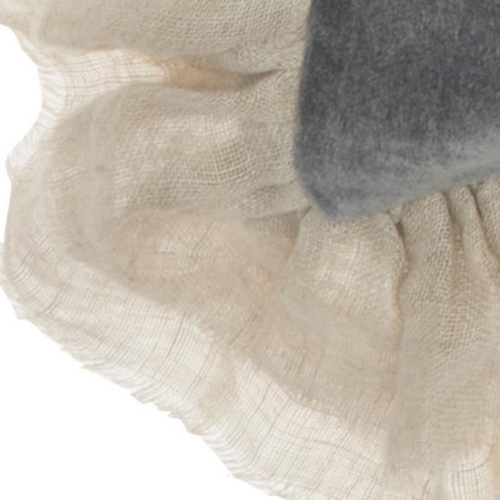 Wide Tasseled Marble Steel Blue Throw Pillow