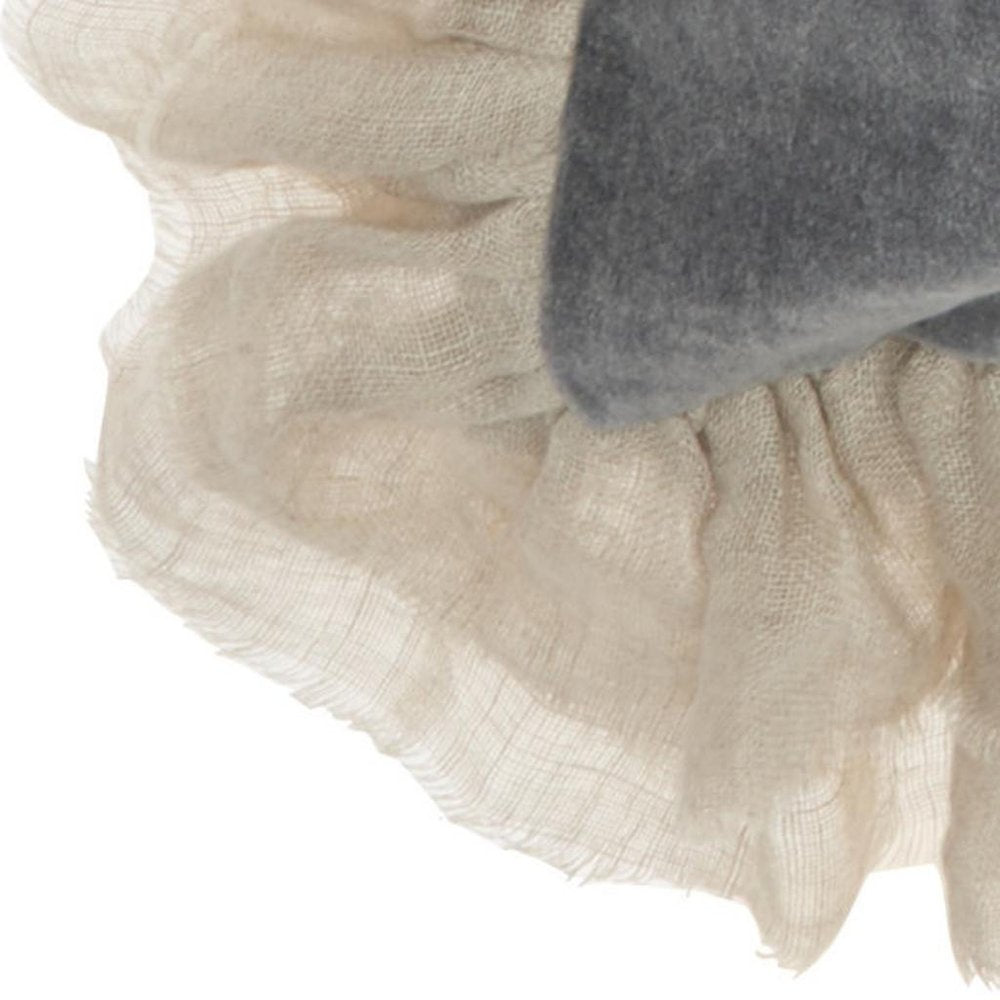 Wide Tasseled Marble Steel Blue Throw Pillow