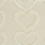 14" X 20" Off White Cotton Heart Throw Pillow
