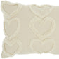 14" X 20" Off White Cotton Heart Throw Pillow
