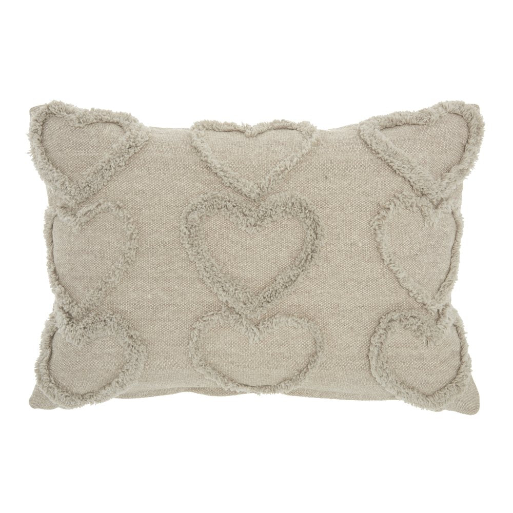 14" X 20" Gray Heart Cotton Throw Pillow