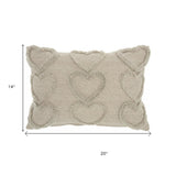 14" X 20" Gray Heart Cotton Throw Pillow