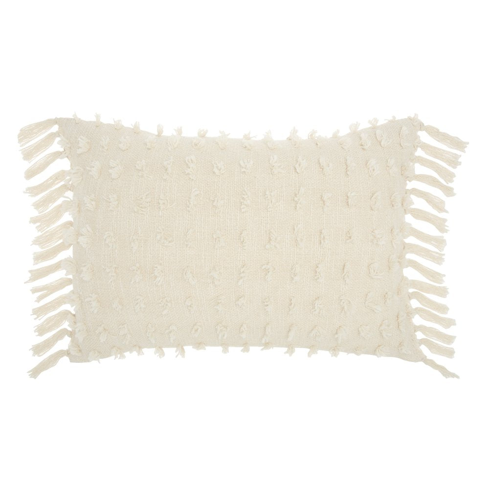 14" X 20" White Cotton Throw Pillow