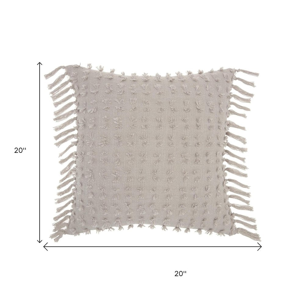 Tassel Detailed Gray Throw Pillow